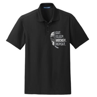 Eat Sleep Hockey Repeat Ice Hockey Dry Zone Grid Polo