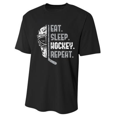 Eat Sleep Hockey Repeat Ice Hockey Performance Sprint T-Shirt