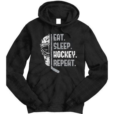 Eat Sleep Hockey Repeat Ice Hockey Tie Dye Hoodie