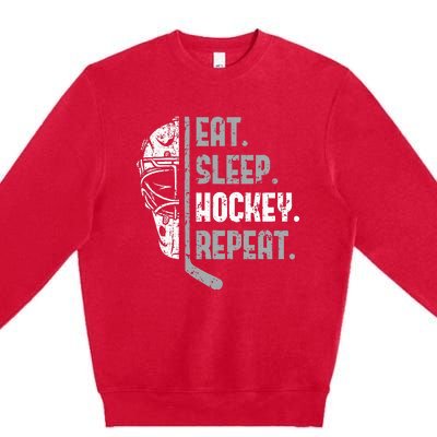 Eat Sleep Hockey Repeat Ice Hockey Premium Crewneck Sweatshirt