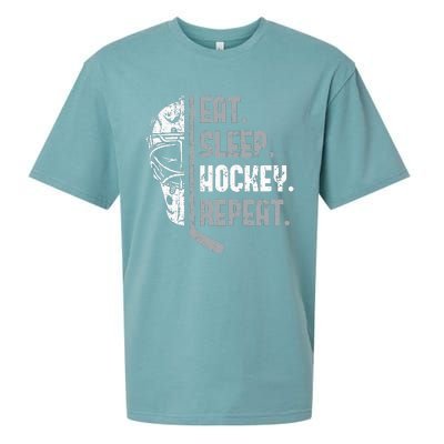 Eat Sleep Hockey Repeat Ice Hockey Sueded Cloud Jersey T-Shirt