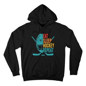 Eat Sleep Hockey Repeat Hockey Funny Ice Hockey Hoodie