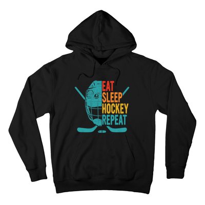 Eat Sleep Hockey Repeat Hockey Funny Ice Hockey Hoodie