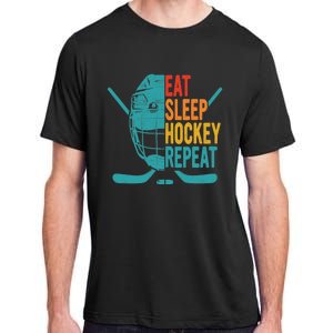 Eat Sleep Hockey Repeat Hockey Funny Ice Hockey Adult ChromaSoft Performance T-Shirt