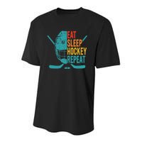 Eat Sleep Hockey Repeat Hockey Funny Ice Hockey Youth Performance Sprint T-Shirt