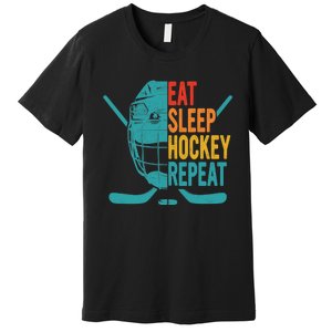 Eat Sleep Hockey Repeat Hockey Funny Ice Hockey Premium T-Shirt