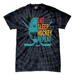 Eat Sleep Hockey Repeat Hockey Funny Ice Hockey Tie-Dye T-Shirt