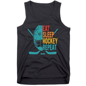 Eat Sleep Hockey Repeat Hockey Funny Ice Hockey Tank Top