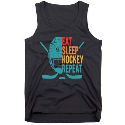 Eat Sleep Hockey Repeat Hockey Funny Ice Hockey Tank Top