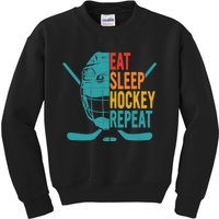 Eat Sleep Hockey Repeat Hockey Funny Ice Hockey Kids Sweatshirt