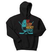 Eat Sleep Hockey Repeat Hockey Funny Ice Hockey Kids Hoodie