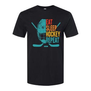 Eat Sleep Hockey Repeat Hockey Funny Ice Hockey Softstyle CVC T-Shirt