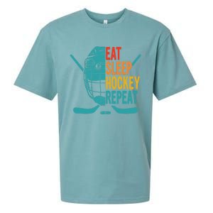 Eat Sleep Hockey Repeat Hockey Funny Ice Hockey Sueded Cloud Jersey T-Shirt