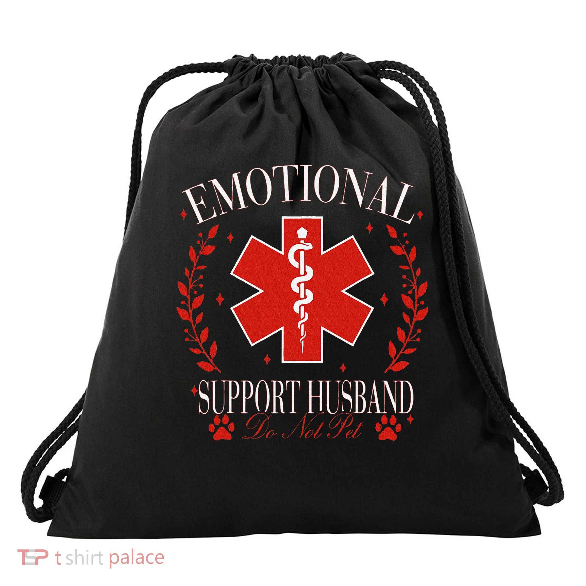Emotional Support Husband Do Not Pet Drawstring Bag