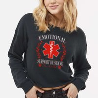 Emotional Support Husband Do Not Pet Cropped Pullover Crew