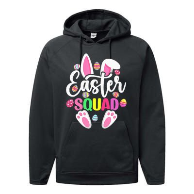 Easter Squad Happy Easter Cute Bunny Rabbit Crew Hunting Egg Performance Fleece Hoodie