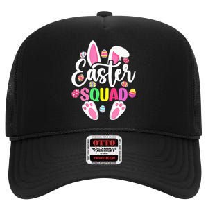 Easter Squad Happy Easter Cute Bunny Rabbit Crew Hunting Egg High Crown Mesh Back Trucker Hat