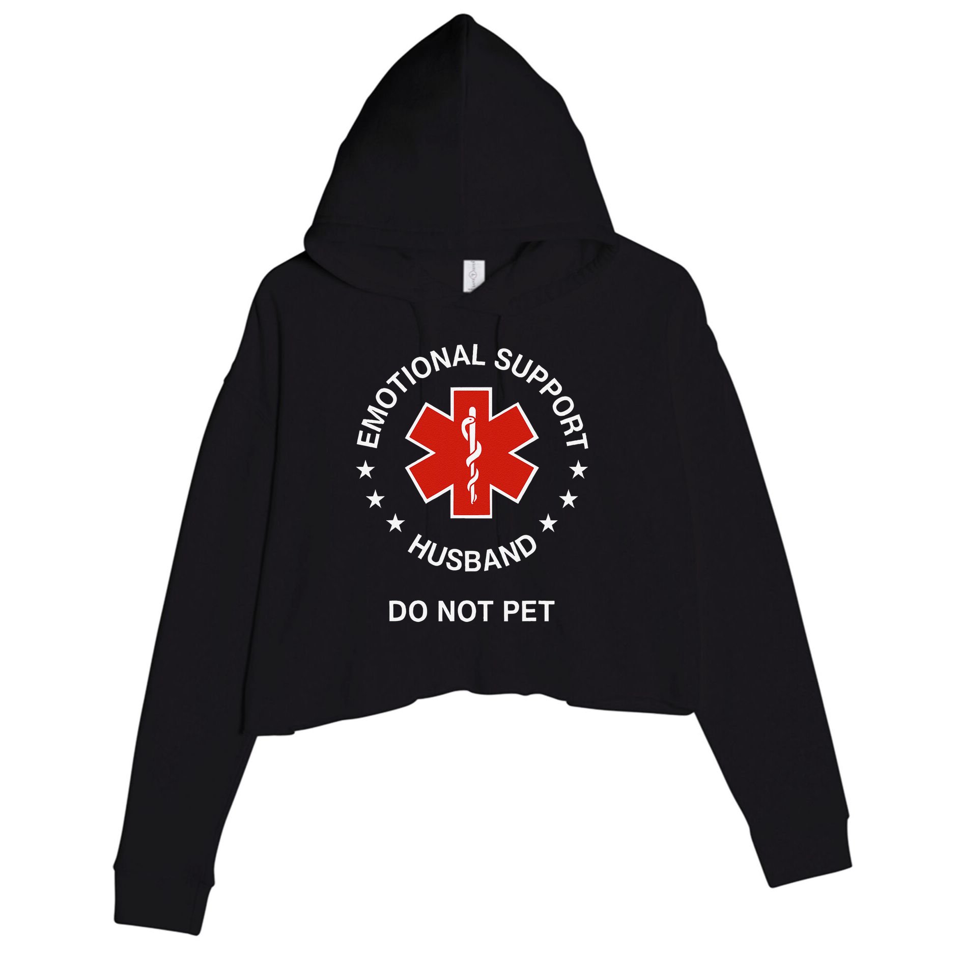 Emotional Support Husband Do Not Pet Funny Husband Dad Joke Crop Fleece Hoodie