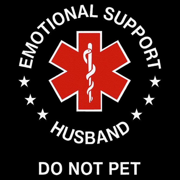 Emotional Support Husband Do Not Pet Funny Husband Dad Joke Cropped Pullover Crew