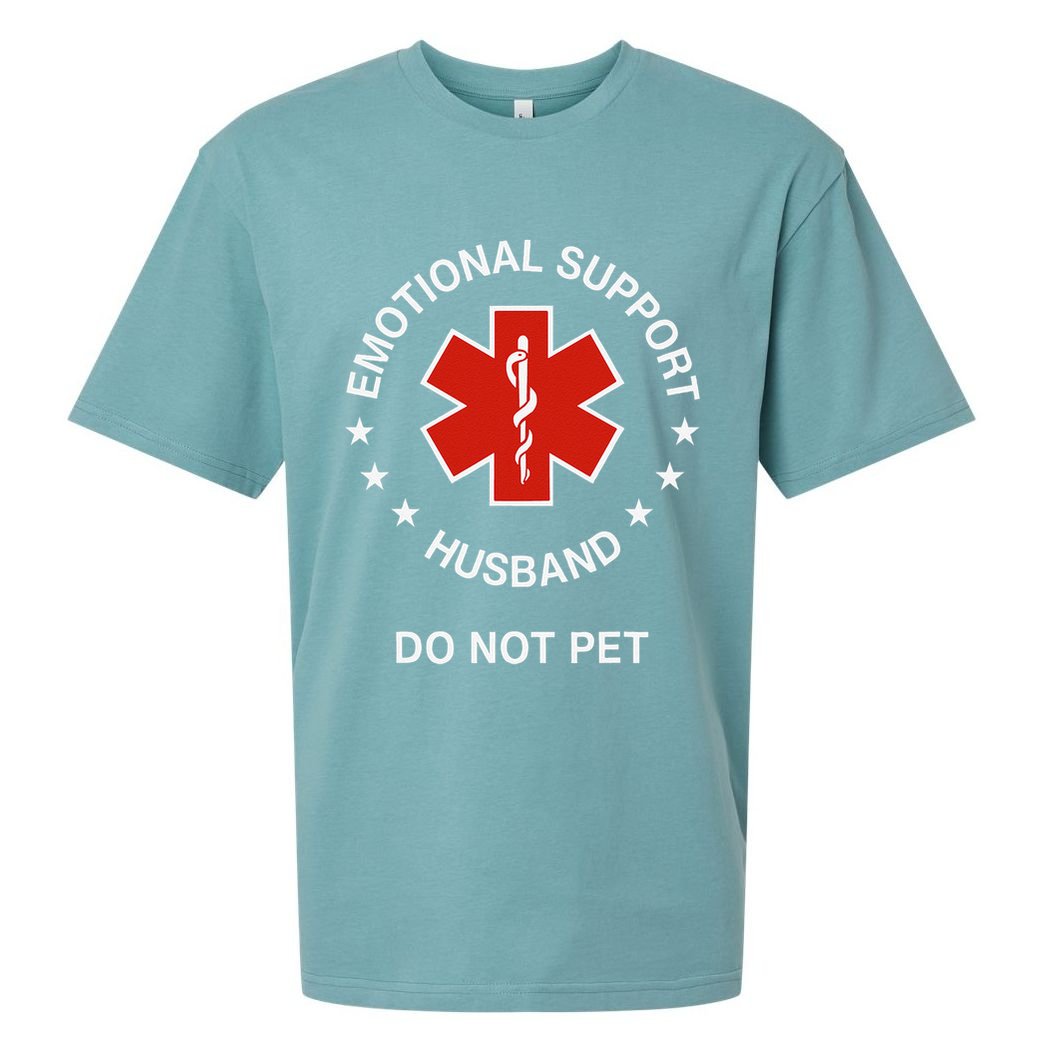 Emotional Support Husband Do Not Pet Funny Husband Dad Joke Sueded Cloud Jersey T-Shirt