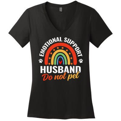 Emotional Support Husband Do Not Pet Women's V-Neck T-Shirt
