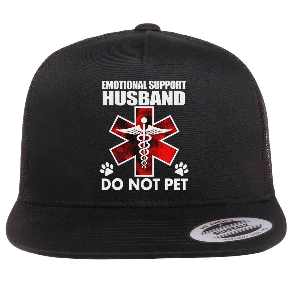 Emotional Support Husband Do Not Pet Flat Bill Trucker Hat