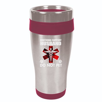 Emotional Support Husband Do Not Pet 16oz Travel Tumbler
