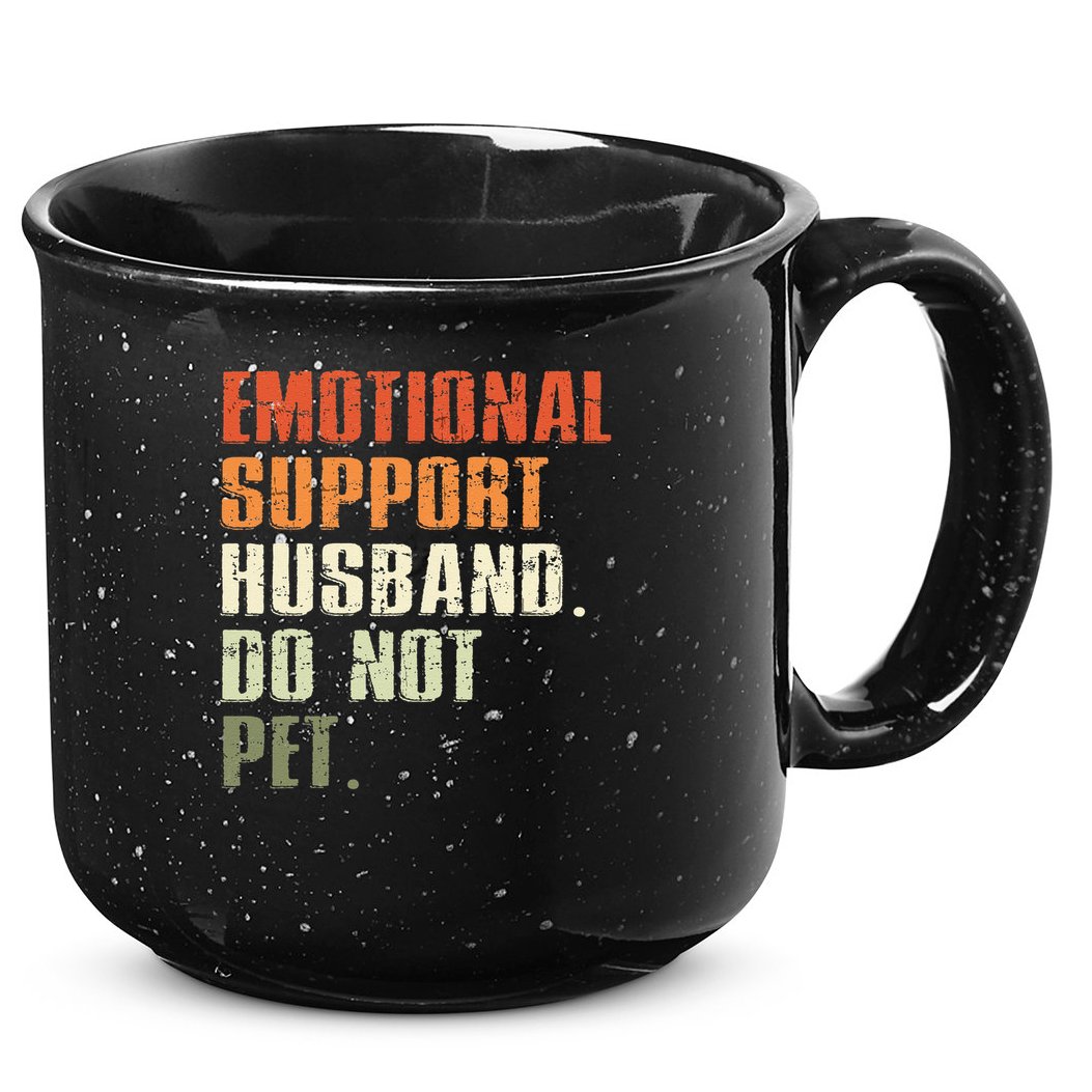 Emotional Support Husband Do Not Pet  Funny Retro 15oz Campfire Ceramic Mug