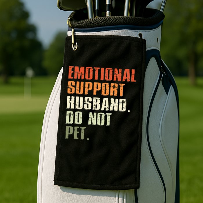 Emotional Support Husband Do Not Pet  Funny Retro Golf Towel