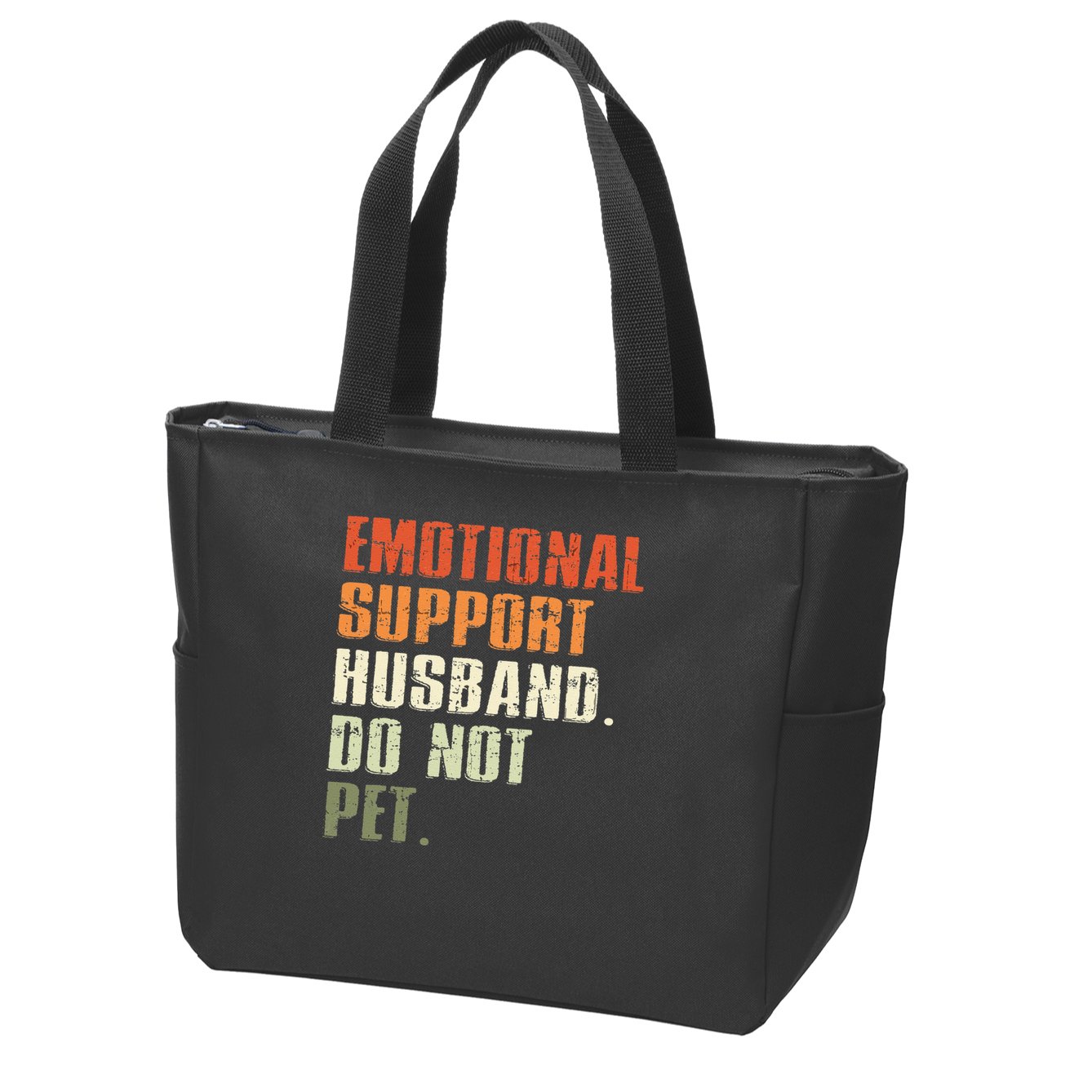 Emotional Support Husband Do Not Pet  Funny Retro Zip Tote Bag