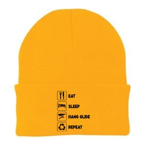 Eat Sleep Hang Glide Repeat Parasail Sky Hang Gliding Flying Funny Gift Knit Cap Winter Beanie