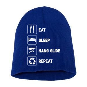 Eat Sleep Hang Glide Repeat Parasail Sky Hang Gliding Flying Funny Gift Short Acrylic Beanie