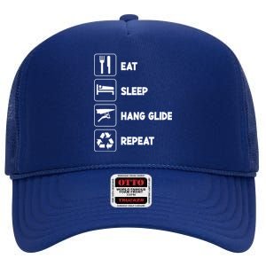 Eat Sleep Hang Glide Repeat Parasail Sky Hang Gliding Flying Funny Gift High Crown Mesh Back Trucker Hat