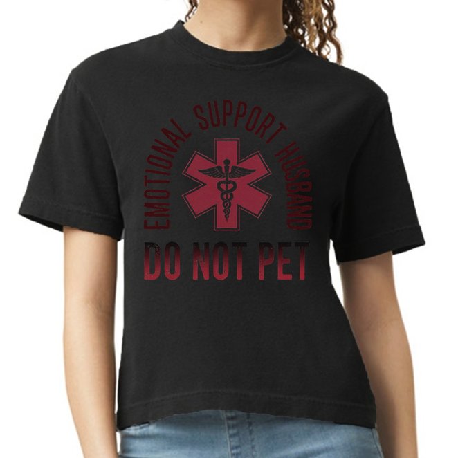Emotional Support Husband Do Not Pet Funny Husband Comfort Colors Boxy T-Shirt
