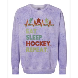 Eat Sleep Hockey Repeat Lifestyle Focus Gift Colorblast Crewneck Sweatshirt