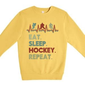 Eat Sleep Hockey Repeat Lifestyle Focus Gift Premium Crewneck Sweatshirt