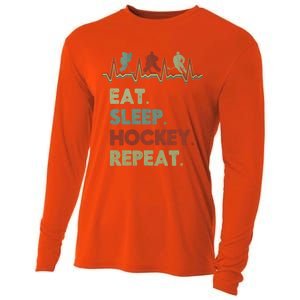 Eat Sleep Hockey Repeat Lifestyle Focus Gift Cooling Performance Long Sleeve Crew