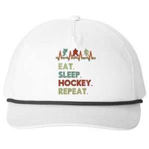 Eat Sleep Hockey Repeat Lifestyle Focus Gift Snapback Five-Panel Rope Hat