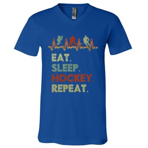 Eat Sleep Hockey Repeat Lifestyle Focus Gift V-Neck T-Shirt