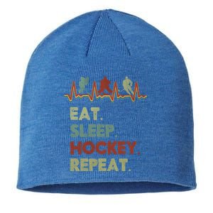 Eat Sleep Hockey Repeat Lifestyle Focus Gift Sustainable Beanie