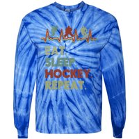 Eat Sleep Hockey Repeat Lifestyle Focus Gift Tie-Dye Long Sleeve Shirt