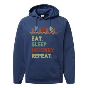 Eat Sleep Hockey Repeat Lifestyle Focus Gift Performance Fleece Hoodie