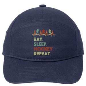 Eat Sleep Hockey Repeat Lifestyle Focus Gift 7-Panel Snapback Hat