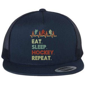 Eat Sleep Hockey Repeat Lifestyle Focus Gift Flat Bill Trucker Hat