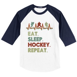 Eat Sleep Hockey Repeat Lifestyle Focus Gift Baseball Sleeve Shirt