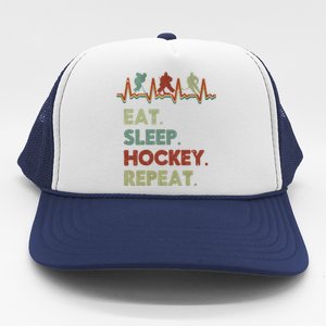 Eat Sleep Hockey Repeat Lifestyle Focus Gift Trucker Hat