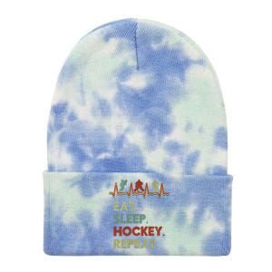 Eat Sleep Hockey Repeat Lifestyle Focus Gift Tie Dye 12in Knit Beanie