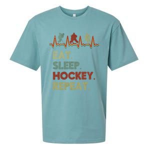 Eat Sleep Hockey Repeat Lifestyle Focus Gift Sueded Cloud Jersey T-Shirt