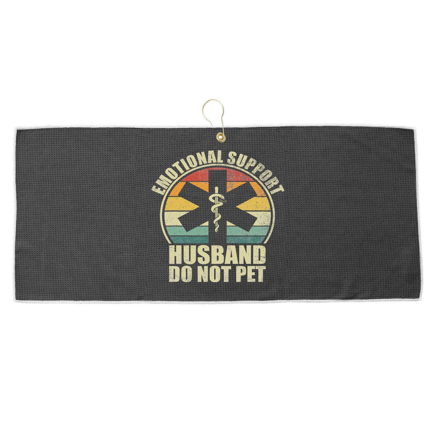 Emotional Support Husband Do Not Pet Large Microfiber Waffle Golf Towel