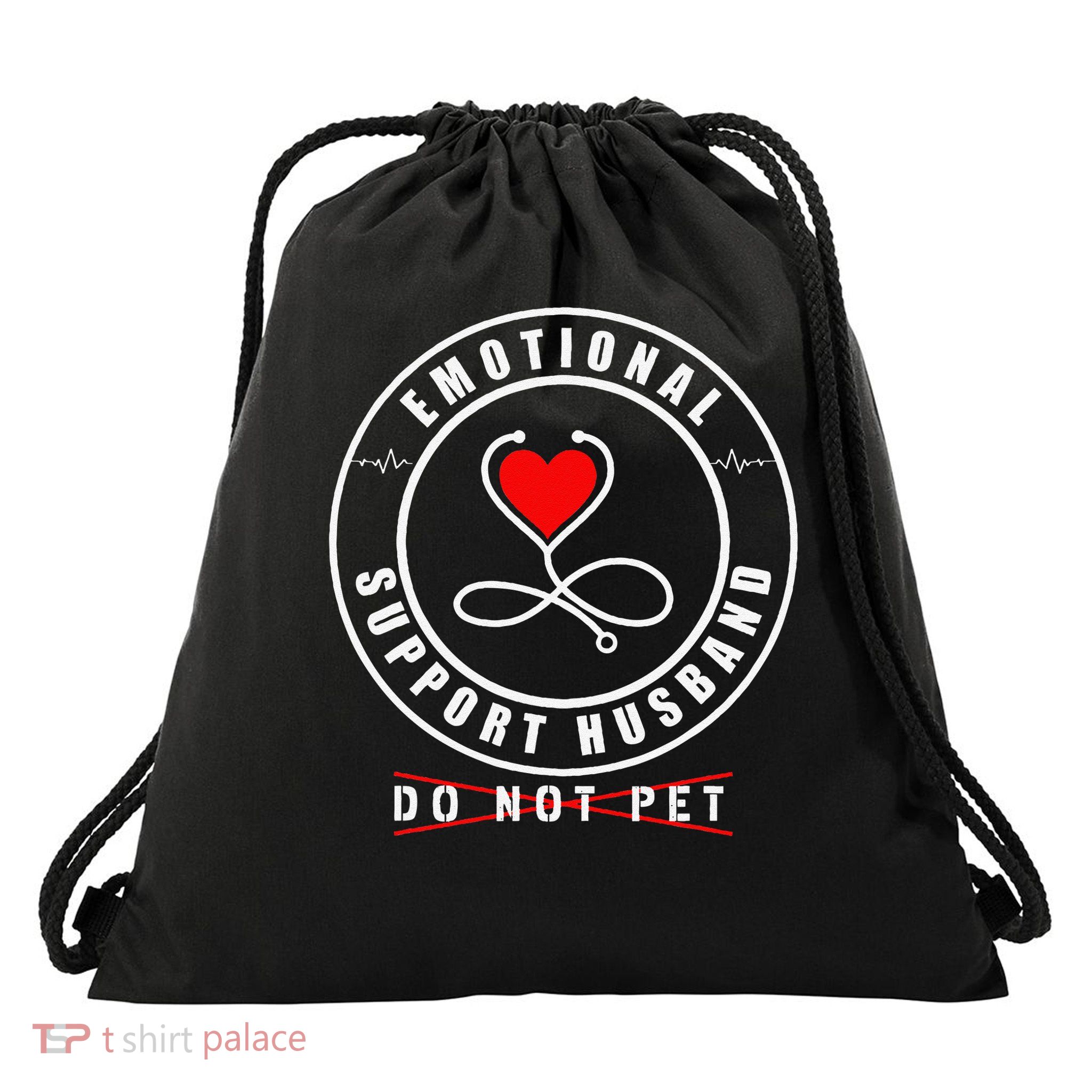Emotional Support Husband Do Not Pet Funny Marriage Humor Drawstring Bag